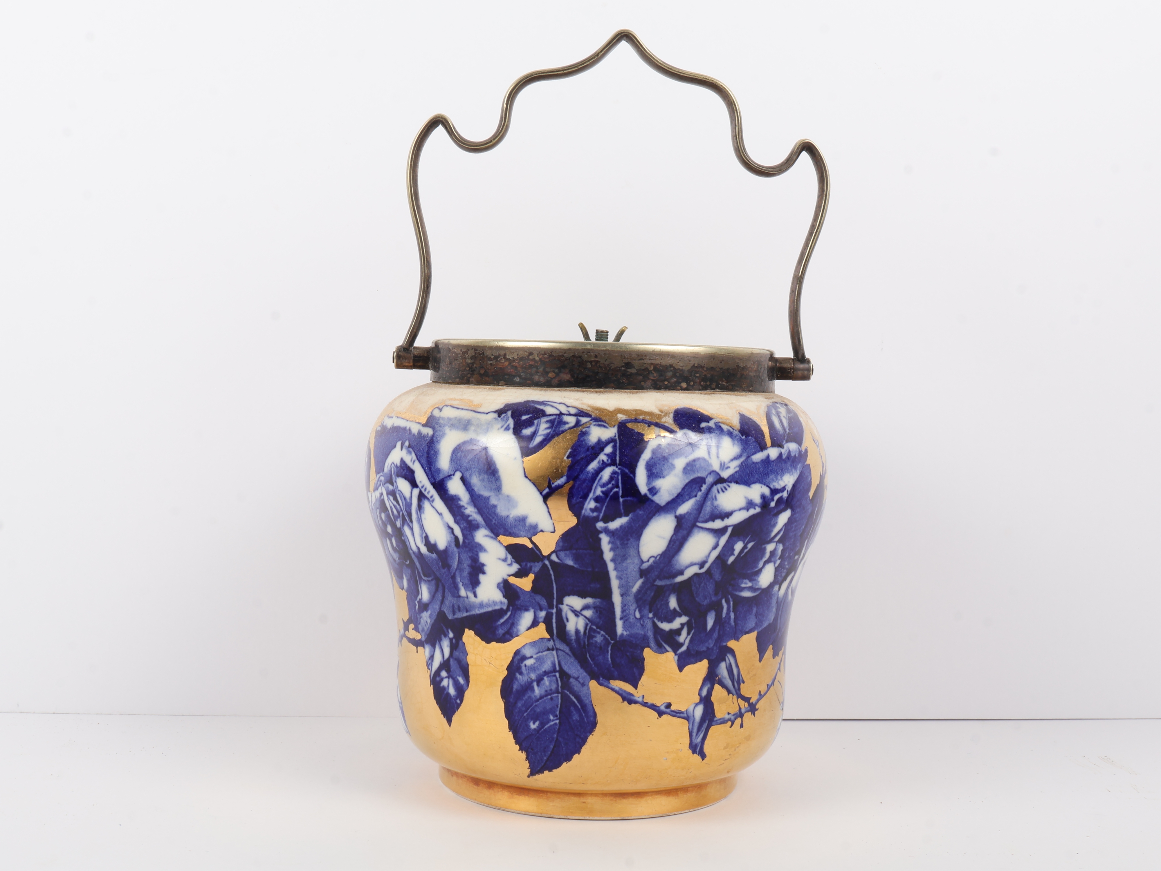 S. Fielding and Co. Devon Ware Gilded Earthenware Biscuit Barrel