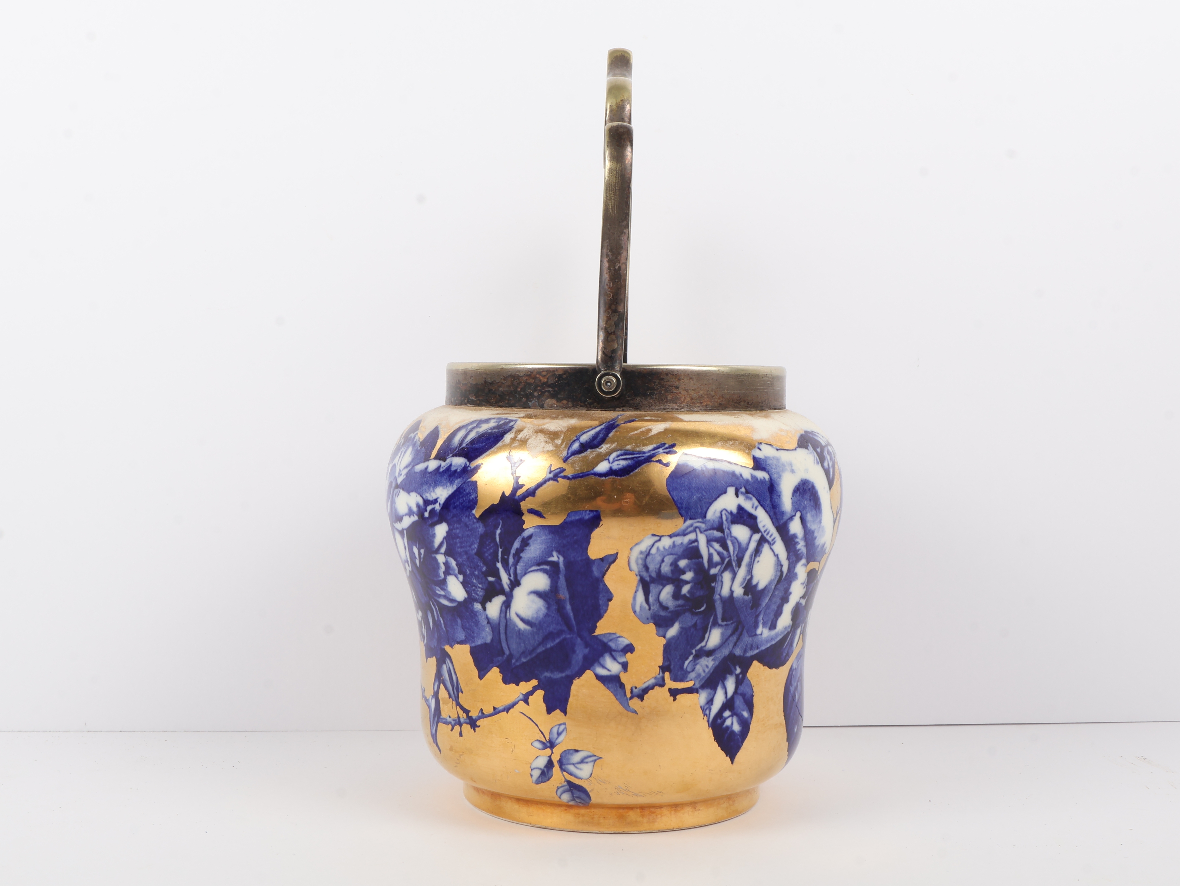 S. Fielding and Co. Devon Ware Gilded Earthenware Biscuit Barrel
