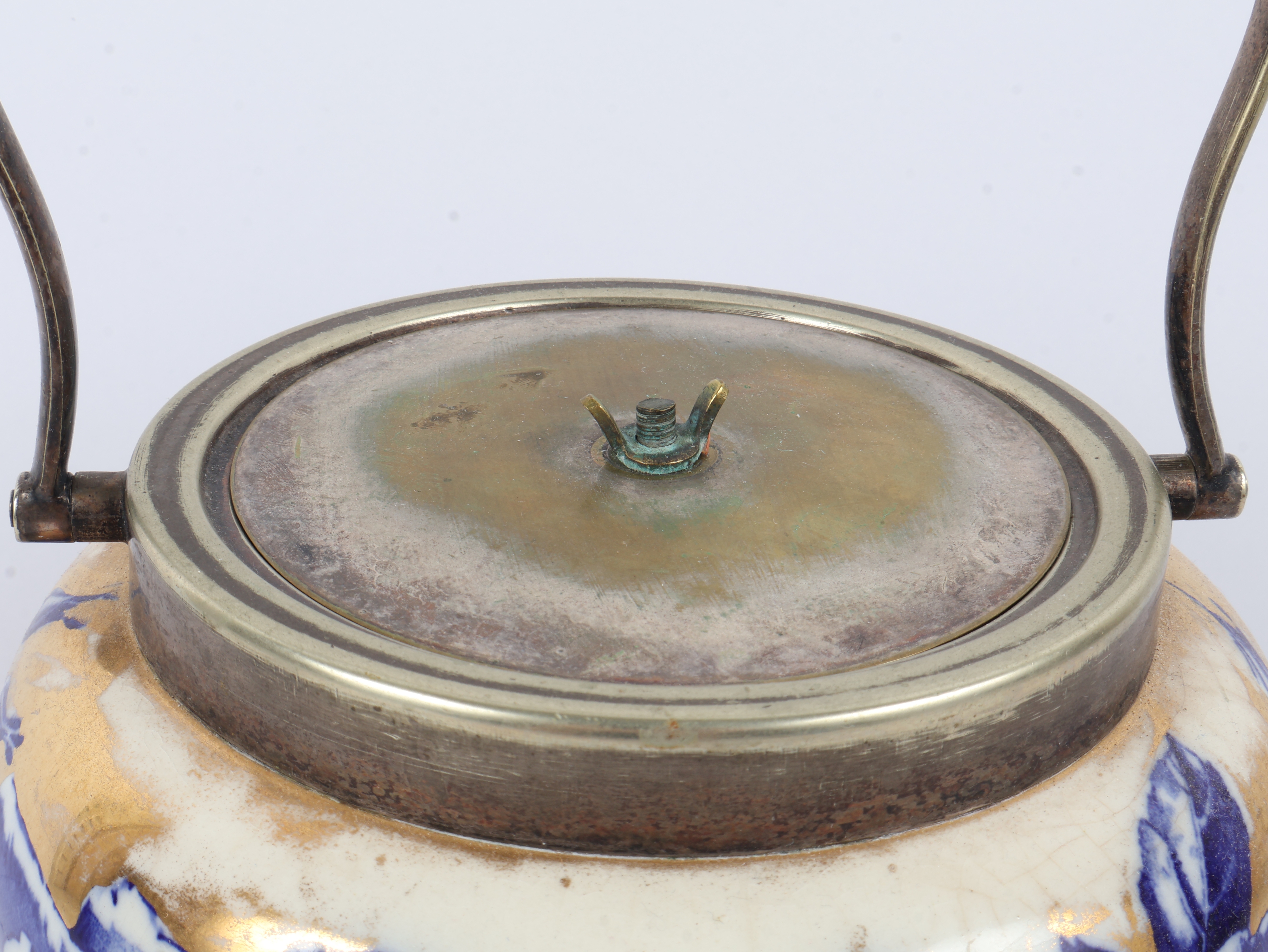 S. Fielding and Co. Devon Ware Gilded Earthenware Biscuit Barrel