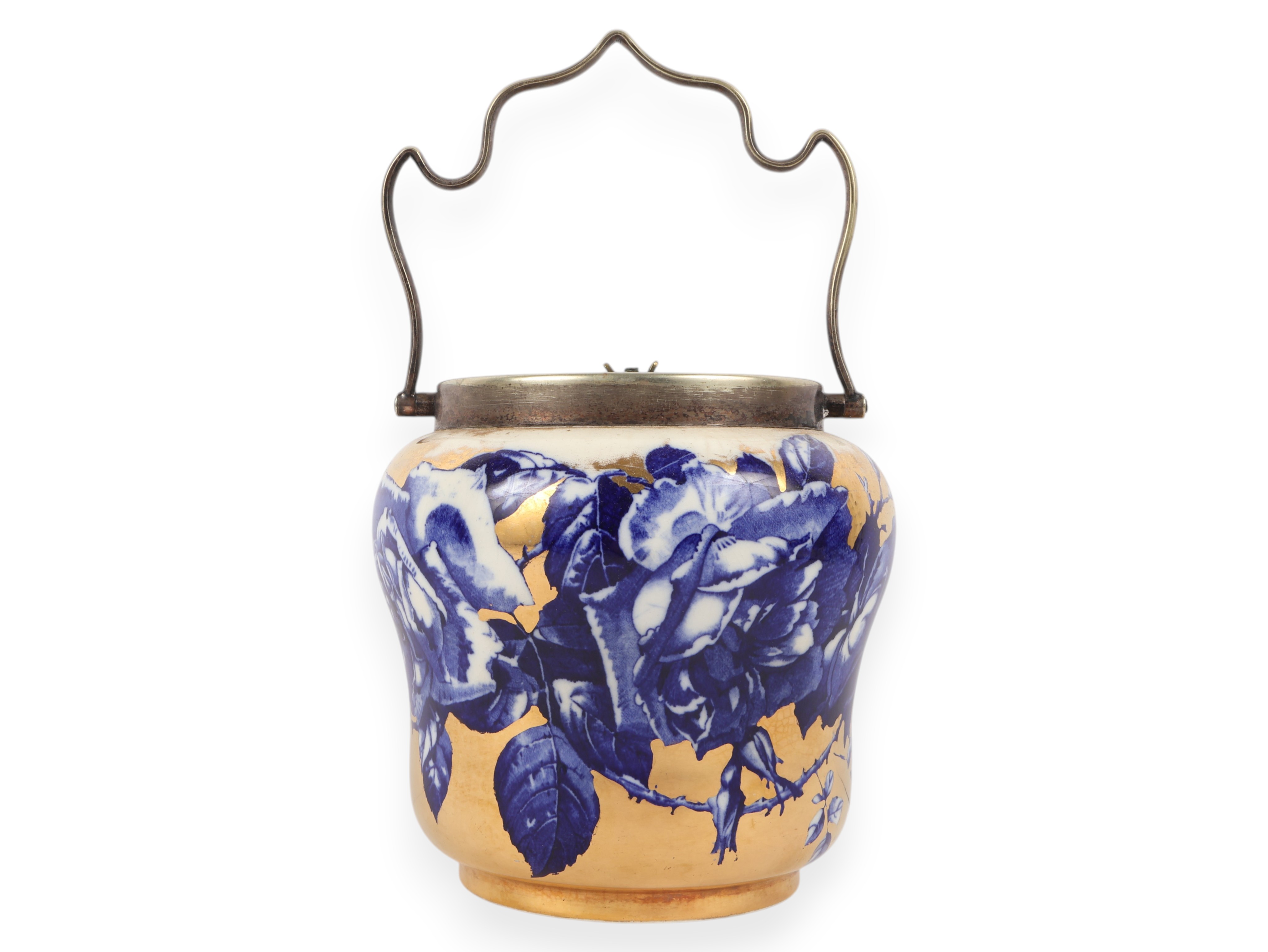 S. Fielding and Co. Devon Ware Gilded Earthenware Biscuit Barrel