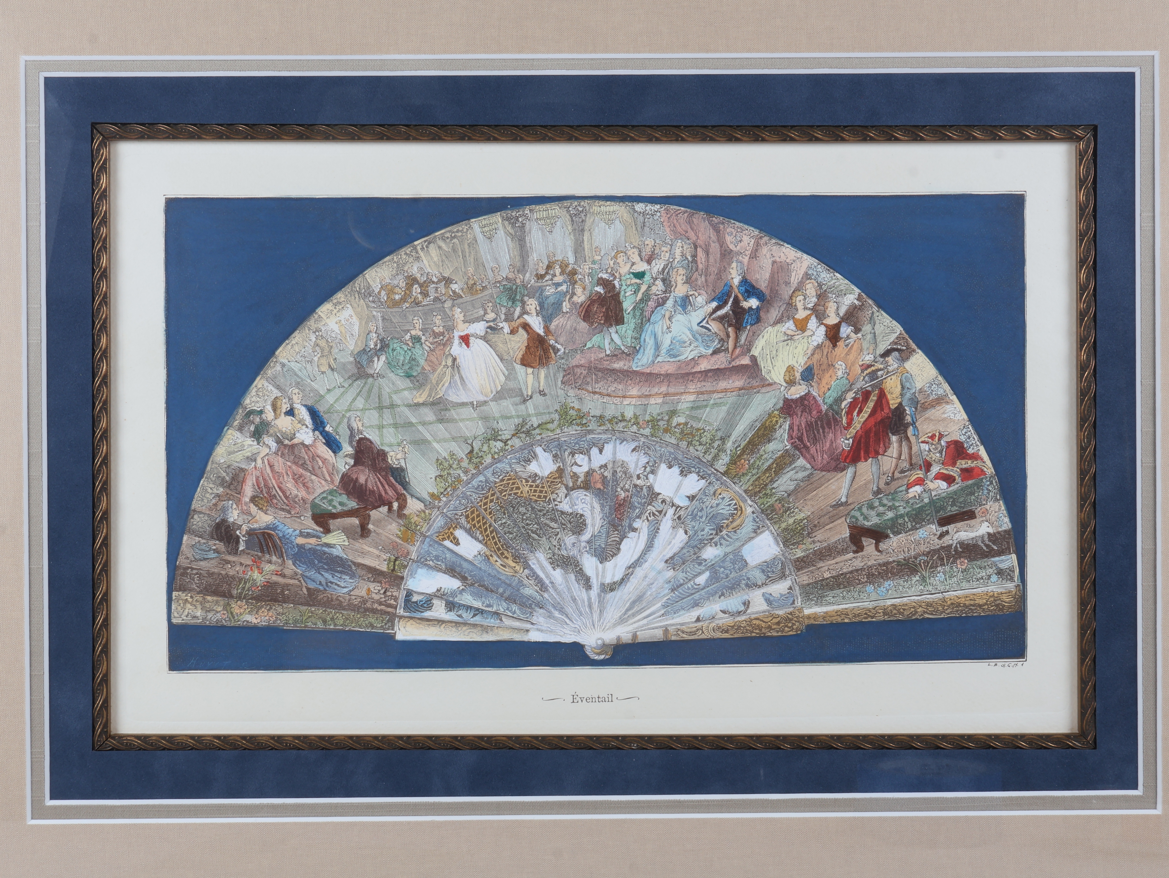 Huet Hand Colored Engraving Eventail