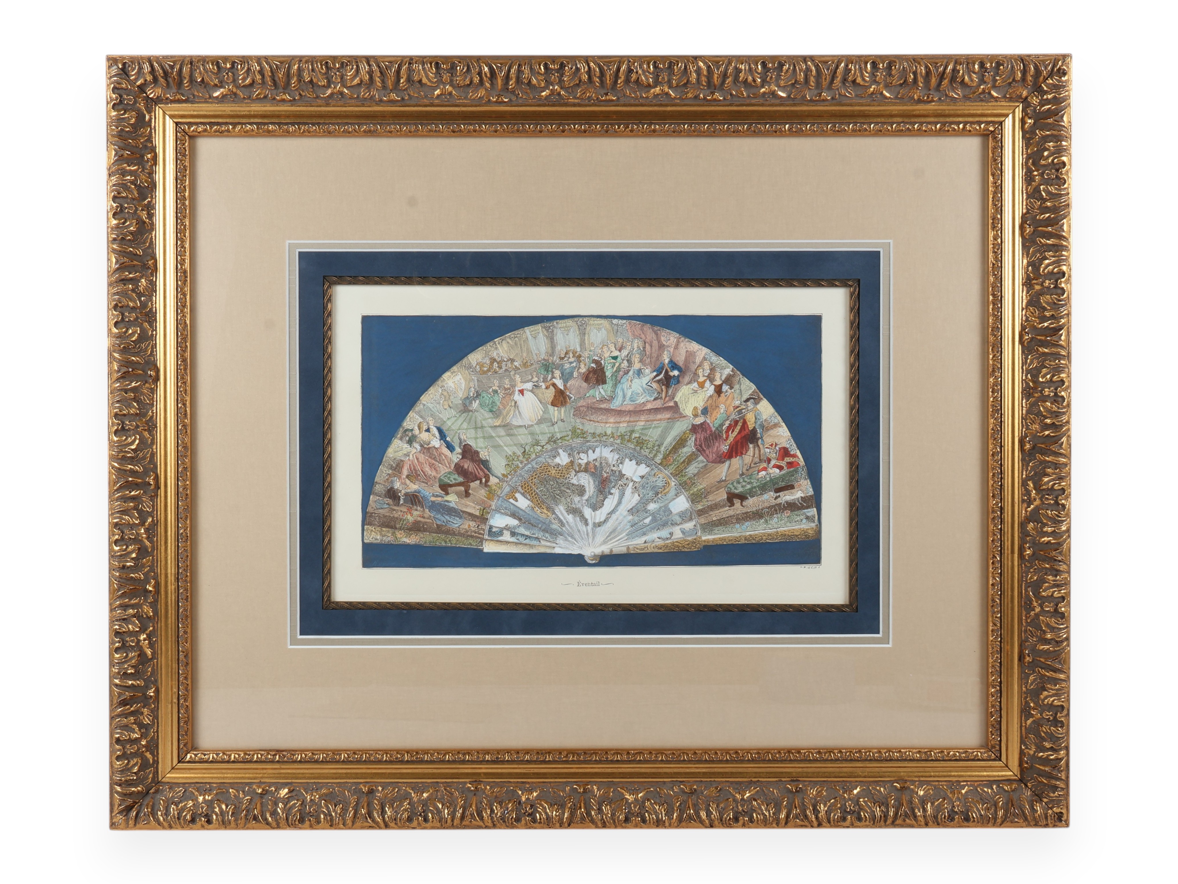 Huet Hand Colored Engraving Eventail
