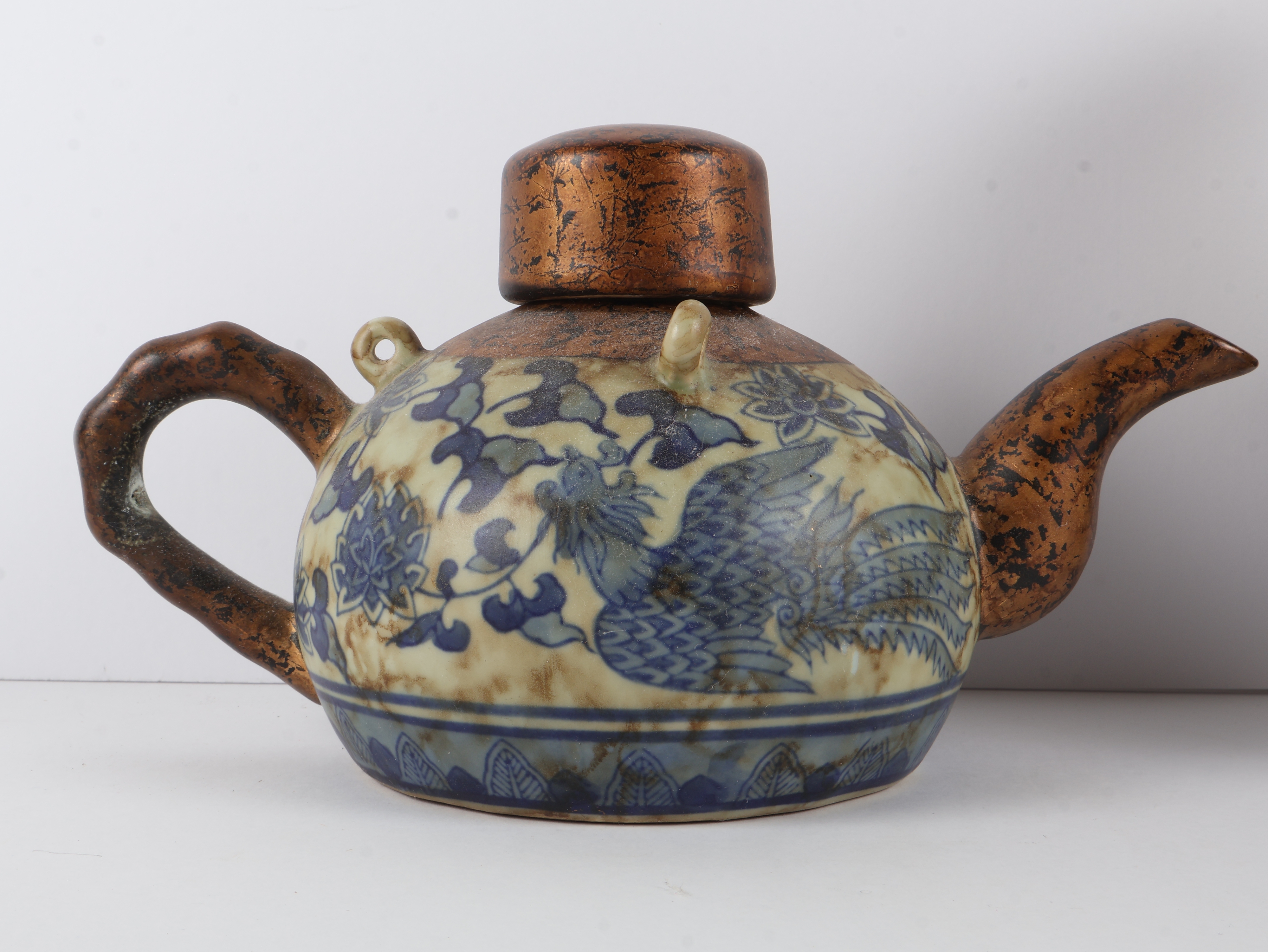 Two Contemporary Chinese Decorative Porcelain Items by Toyo comprising a Teapot and a Two-Handled Vase