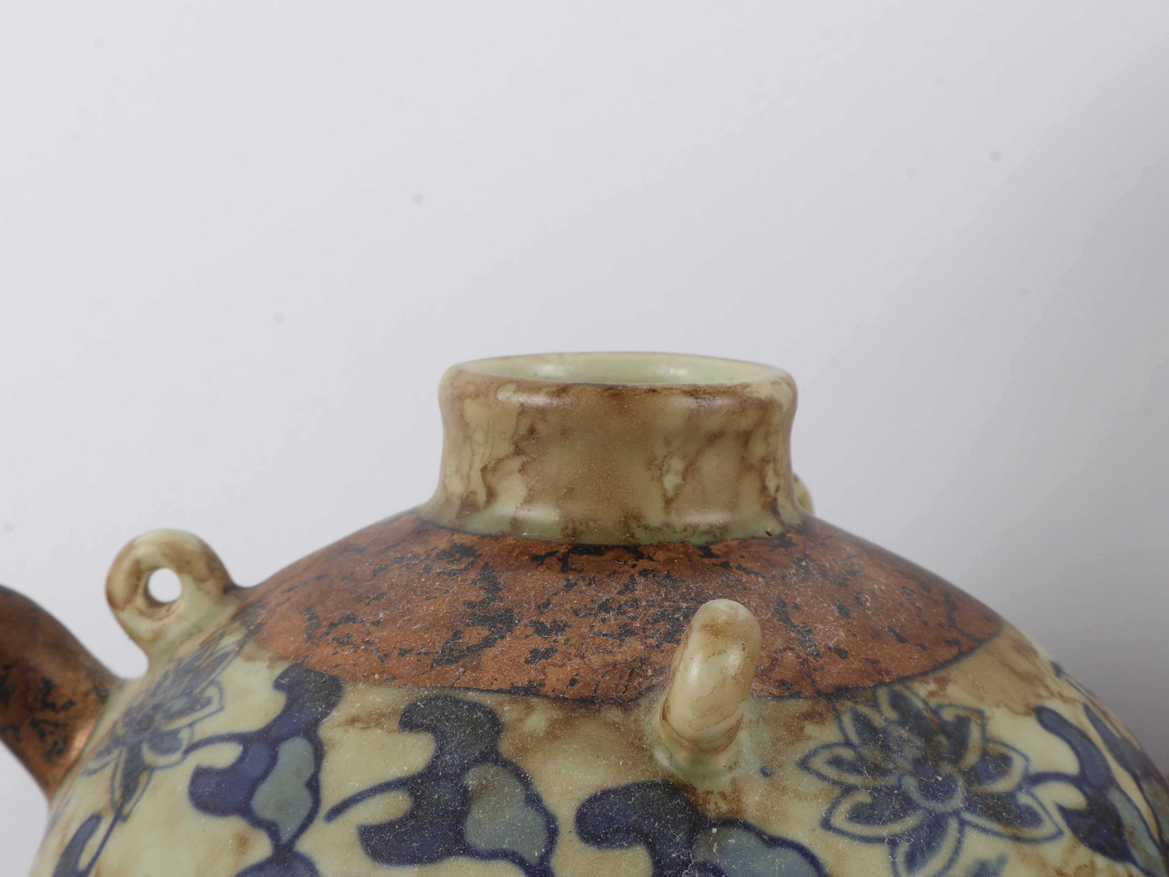 Two Contemporary Chinese Decorative Porcelain Items by Toyo comprising a Teapot and a Two-Handled Vase