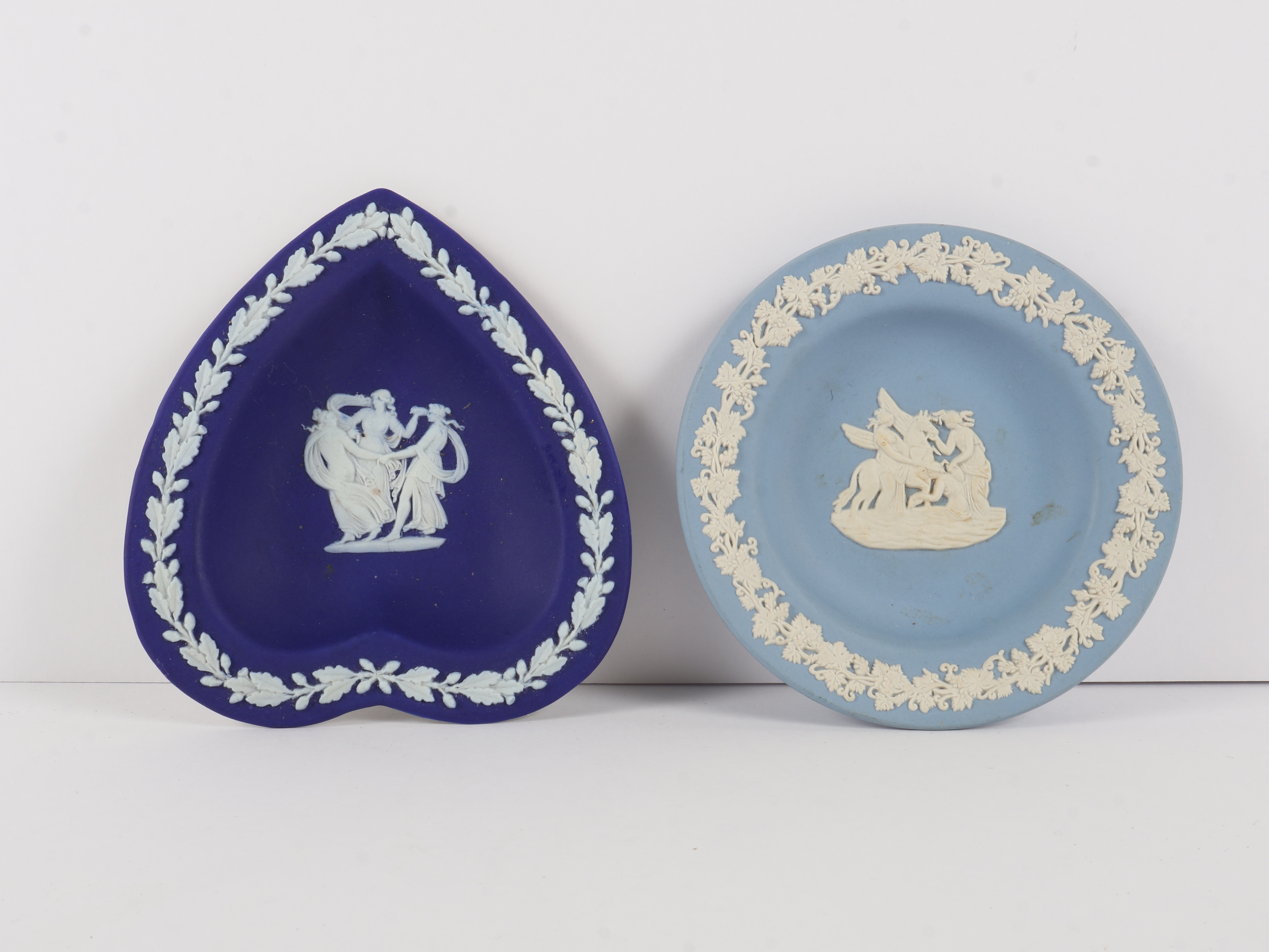 Two Wedgwood Blue Jasperware Pin Trays