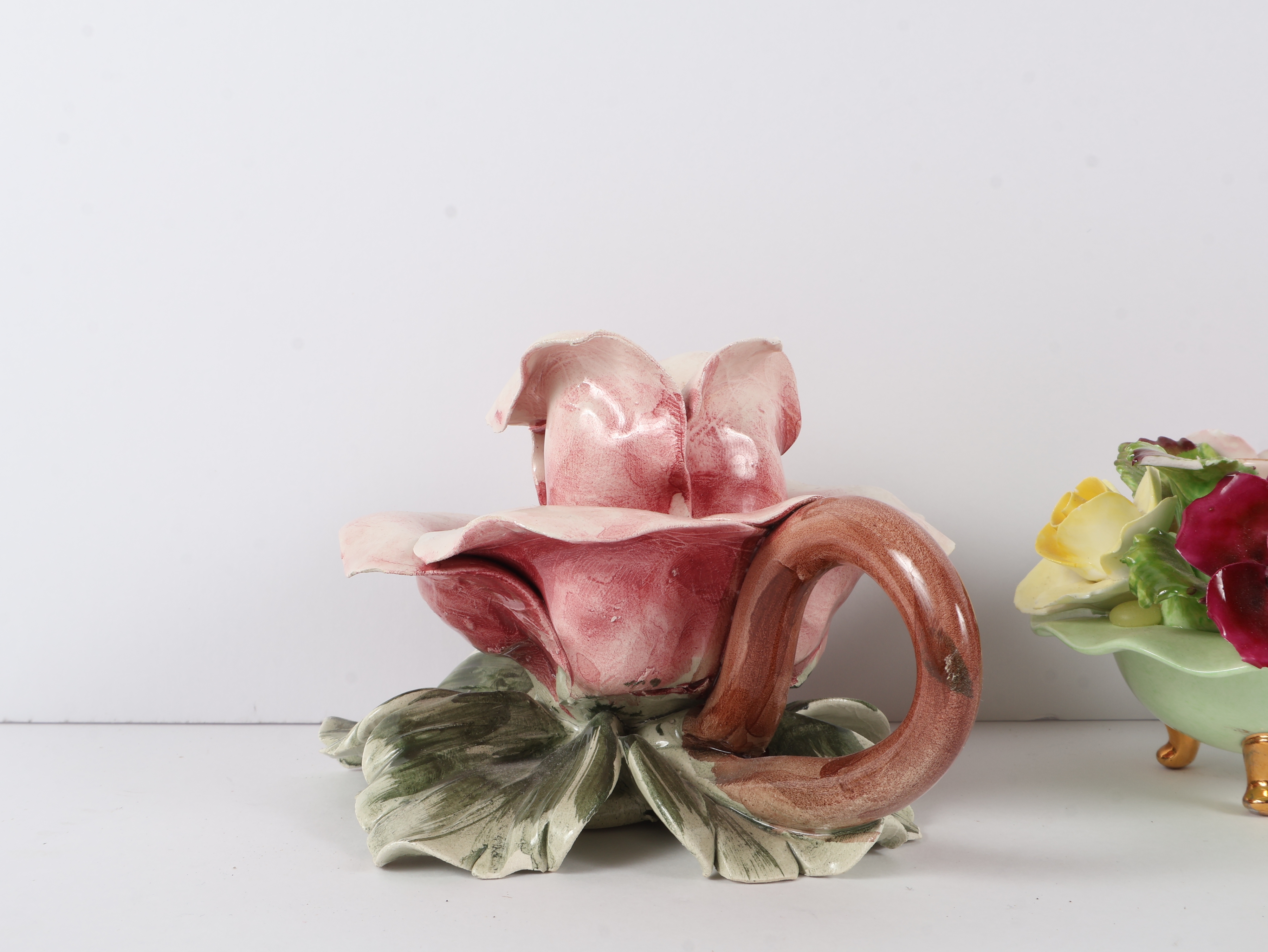 A Collection of Four English and Italian Ceramic Floral Ornaments including Denton, Thorley, and Nora Fashion