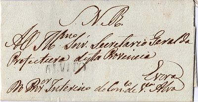 Alvito – In black, LF AVT1, in a letter dated from Vila Alva (19.12.34) to &Eacute;vora, postage paid. 