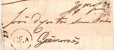 Cea – Sepia, LF SEI4 on a letter dated from Loriga da Serra (??.01.52) to Guimar&atilde;es, with the 