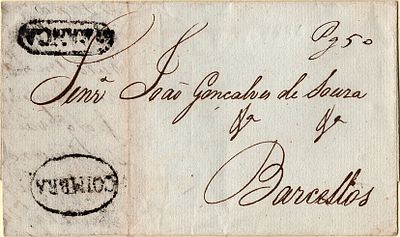 Coimbra / Franca – In black, LF CBR-PP1 on a letter dated Coimbra (04.09.1836) to Barcelos 