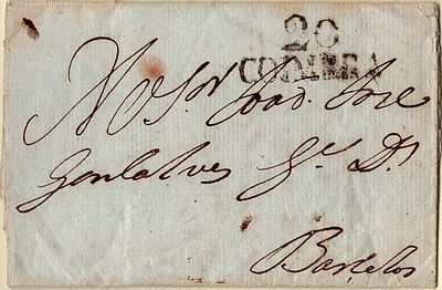 Coimbra * Solidarity – In black, LF CBR1 on a letter dated Coimbra (18.11.1800) to Barcelos 
