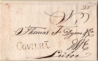 Covilh&atilde; – Sepia, LF CVL1 on a letter dated from Covilh&atilde; (14.06.17) to Lisbon (21.06.17), with 
