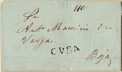 Cuba - Dark sepia, LF CUB2 on a letter circulated from Cuba (08.11.50) to Beja, with a 