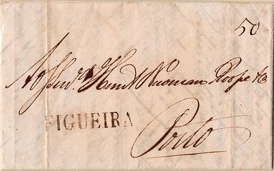 Figueira – Sepia, LF FIG3, on a letter dated from Figueira da Foz (09.05.12) to Porto, with the 