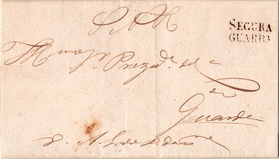 Guarda / Segura – Sepia, LF GRD-S2 on letter circulated in Guarda (24.12.41) rate exempt. 