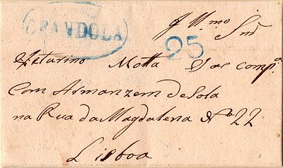 Gr&acirc;ndola – Blue, LF GDL1, on a letter dated from Gr&acirc;ndola (21.10.43) to Lisbon (27.10.43) with 