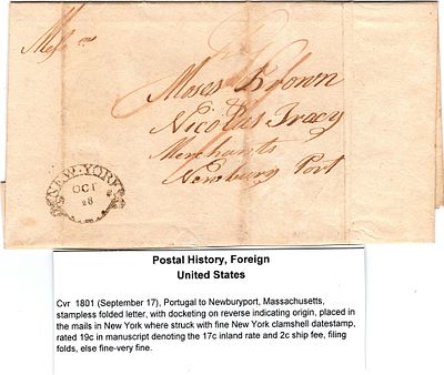 Lisbon * Letters abroad – Letter dated Lisbon (17.09.1801) to Newbury Port / Massachusetts / 