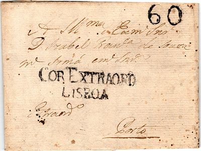 Lisbon / Extraordinary Mail – In black, LF LSB-E1 on a letter dated Lisbon (16.11.??) to Porto 