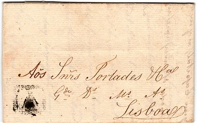 Lisbon / Marcas do Correio Mor / Faro – In black, LF LSB-DIV2 on a letter dated from Faro 