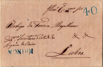 Mondim – In blue, LF MDB2, on a letter dated Mondim (23.03.1841) to Rodrigo da Fonseca 