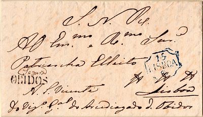 &Oacute;bidos / Segura – Sepia, LF OBD-Sms, on letter dated &Oacute;bidos (12.02.43) to Lisbon (15.02.43) 