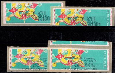 Portugal * 1995 – Popular Toys * Chickens. With optical reading points and without 