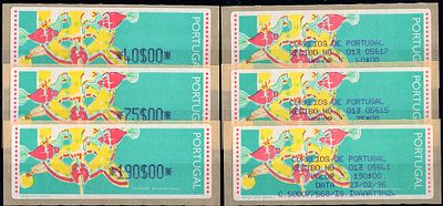 Portugal * 1995 – Popular Toys – Chickens. With optical reading points and without "LITHO 