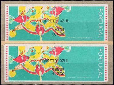 Portugal * 1995 – Popular Toys – Chickens. With optical reading points and without "LITHO 