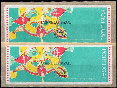 Portugal * 1995 – Popular Toys – Chickens. With optical reading points and without "LITHO 
