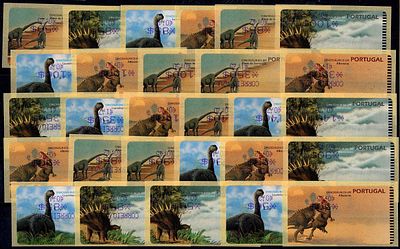 1999 – Dinosaurs in Portugal. AMIEL machine, with comma. MF ETQ19B + ETQ19Ba. Complete series 