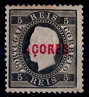 Azores * 1871/76 – D. Lu&iacute;s I. Straight label. Mainland stamps with "A&Ccedil;ORES" overprint, type A. 