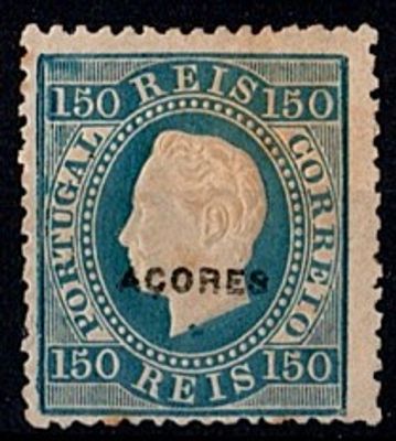 Azores * 1882/84 – D. Lu&iacute;s I. Straight label. Mainland stamps with "A&Ccedil;ORES" overprint, type D. 