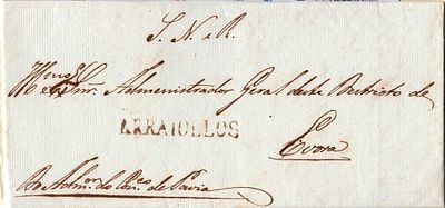 Arraiollos – Sepia, LF ARL2 on letter dated from Pavia (20.11.36) to &Eacute;vora, postage exempt (S. 