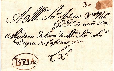 Beja – Sepia, LF BJA2 on a letter dated Beja (20.08.21) to Lisbon (22.08.21), with the rate of 