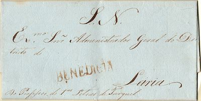 Benedita – Sepia, LF BND1, in a letter dated from Turquel (02.03.1837) and sent by post from 