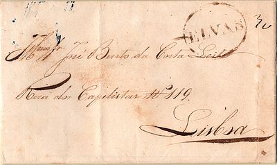 Elvas – Sepia, LF ELV7 on a letter dated Elvas (21.08.41) to Lisbon, postage 30 r&eacute;is 