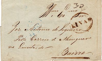 Elvas – Sepia, LF ELV7 on letter dated Elvas (31.08.44) to Quinta do Bairro, by Correio de 