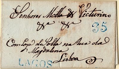 Lagos * In blue, LF LGS3, on a letter dated from Lagos (06.11.42) to Lisbon (13.11.42) with 