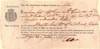 Lagos – Insurance certificate issued by the Lagos post office (24.07.1836) addressed to the 