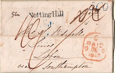 Lisbon – Foreign letters by ship. Letter dated London (08.12.47) to Lisbon (25.12.47), via 