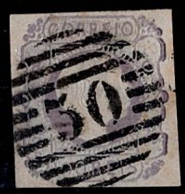 Azores * Forerunners * 1855/56 – D. Pedro V. Straight hair. MF9, 100 r&eacute;is, lilac, smooth paper 