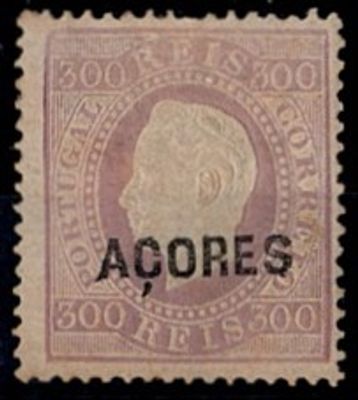 Azores * 1871/76 – D. Lu&iacute;s I. Straight label. Mainland stamps with "A&Ccedil;ORES" overprint, type B. 