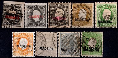 Madeira * 1868/80 – D. Lu&iacute;s I, curved label * D. Lu&iacute;s I, straight label + D. Lu&iacute;s I, in 