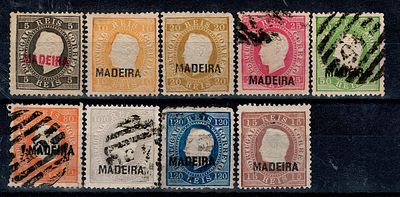Madeira * 1971/76 – D. Lu&iacute;s I, right label. Mainland stamps with "MADEIRA" overprint. Lot with 