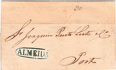 Almeida – A azul, LF ALD2, em carta datada de Almeida (14.11.41) para o Porto, com o porte de 