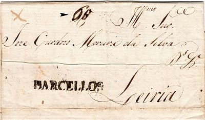 Barcelos – A preto, LF BCL1 em carta datada de Barcelos (21.01.22) para Leiria com o porte 