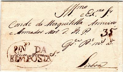 Bemposta (Pinheiro da) – A s&eacute;pia, LF BPT3 em carta datada de Estarreja (09.04.28) para Lisboa 