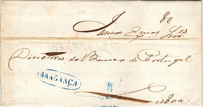Bragan&ccedil;a – A azul, LF BGC3, em carta datada de Bragan&ccedil;a (17.11.49) para Lisboa, com o porte de 