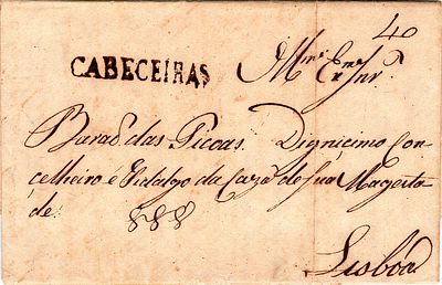 Cabeceiras – A s&eacute;pia, LF CBC2 em carta datada de Cabeceiras de Basto (27.03.32) para Lisboa 
