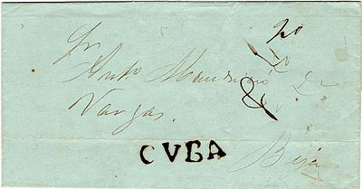 Cuba – A s&eacute;pia, LF CUB2 em carta datada de Cuba (04.08.50) para Beja, com o porte de 20 r&eacute;is 