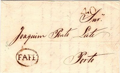 Fafe – A s&eacute;pia, LF FAF1 em carta datada de Fafe (22.05.53) para o Porto (24.05.53) com o porte 